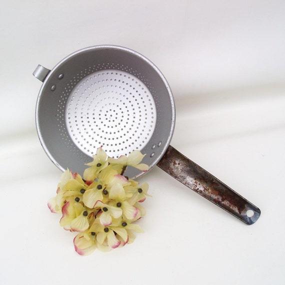 Vintage Metal Colander or Strainer / Berry Basket / by WhimzyThyme