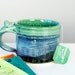 Mug, Coffee Mug, Tea Cup, Black Blue and Green
