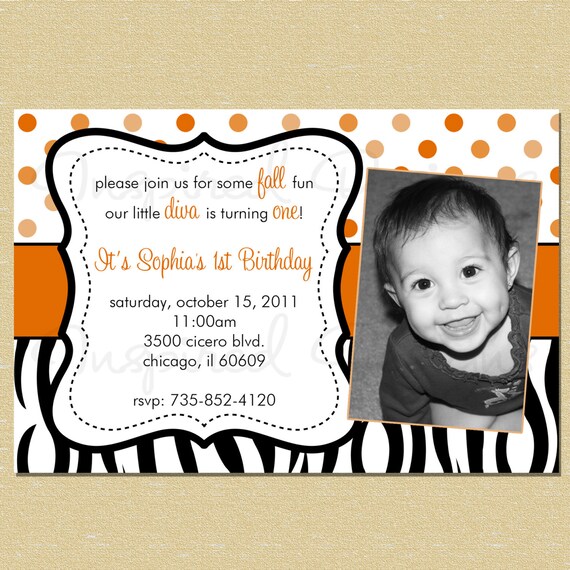 Orange Zebra Birthday/Baby Shower Invitation Il_570xn