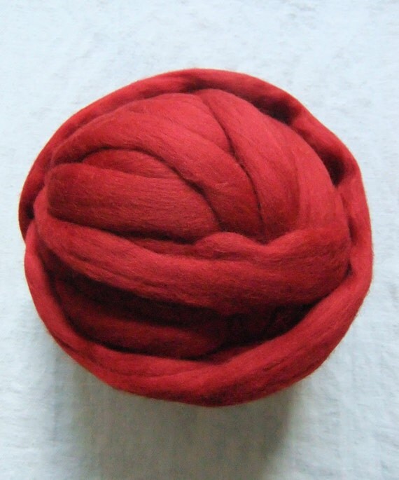 Red wool roving scarlet wool wool roving felting by SosemanKnox