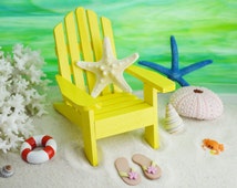 Miniature Adirondack Chair ~ Lemon Yellow ~ Terrarium Accessory 
