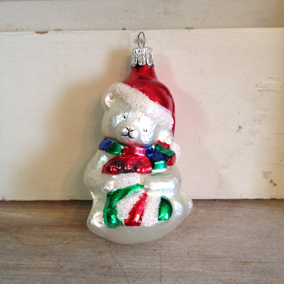 Teddy Bear Christmas Ornament Glass Tree by TheCookieClutch