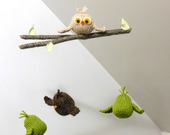 Woodland Mobile, Baby Mobiles, Owl Mobile, Bird Mobile, Baby Mobile Hanging, Owl Nursery, Bird Nursery, Gender Neutral Mobile, Branch Mobile