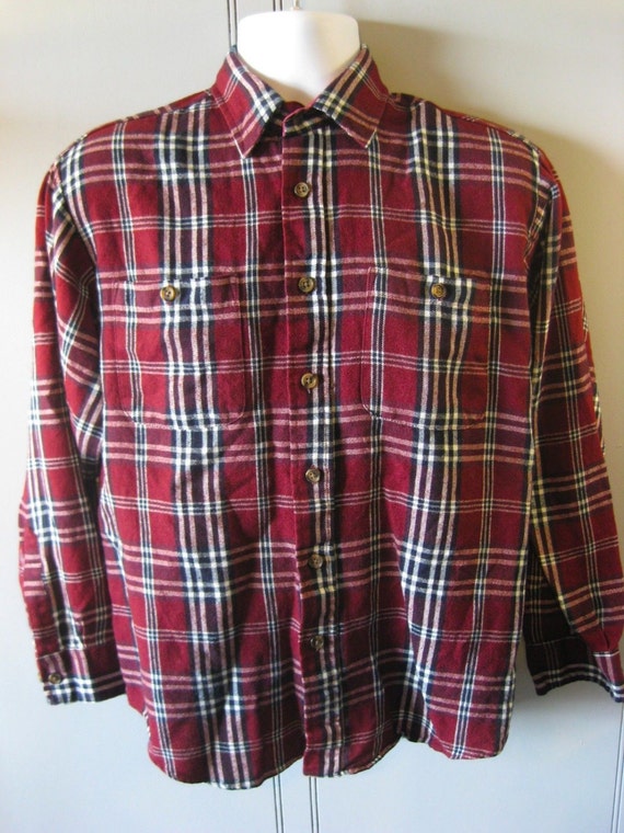 Vintage 90's FLANNEL Shirt Grunge Plaid Red by VintageNashvegas