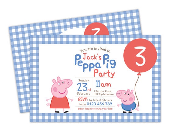 Printable Custom Birthday Party Invitation - Peppa Pig & George Il_570xn