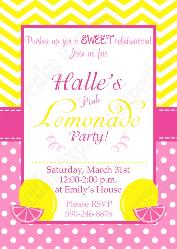 Pink Lemonade stand Invitation Birthday Party PRINTABLE