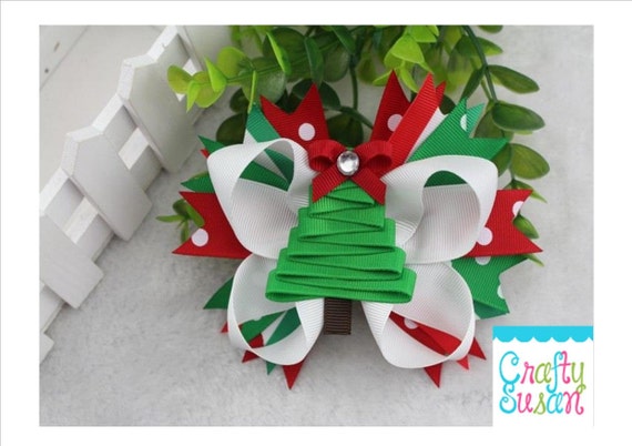 christmas tree boutique hair bow by craftysusangifts on etsy christmas tree boutique hair bow by craftysusangifts on etsy