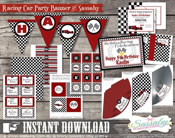 DIY Racing Car Party Collection - INSTANT DOWNLOAD - Editable & Printable Birthday Party by Sassaby Il_570xn