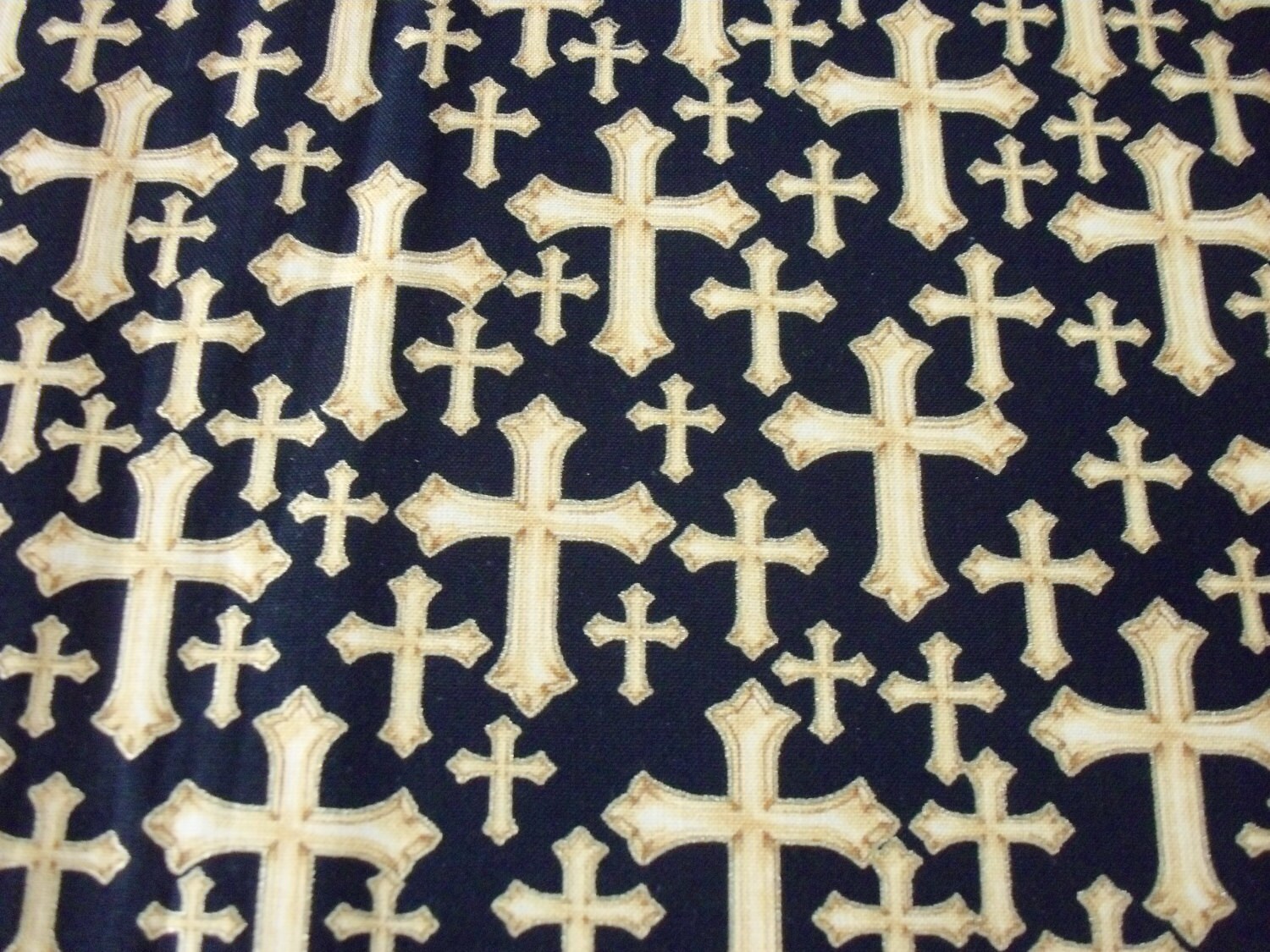 Gold Crosses Fabric on Black Background New Fat