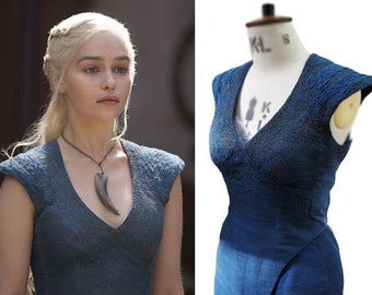 Ready to ship!! LARGE Khaleesi game of thrones Cosplay Dress, Daenerys Blue Dress, Game of Thrones costume size large
