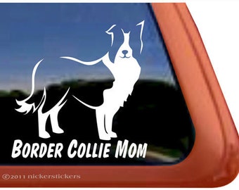 Border Collie Mom | DC470MOM | High Quality Adhesive Vinyl Border Collie Window Decal Sticker