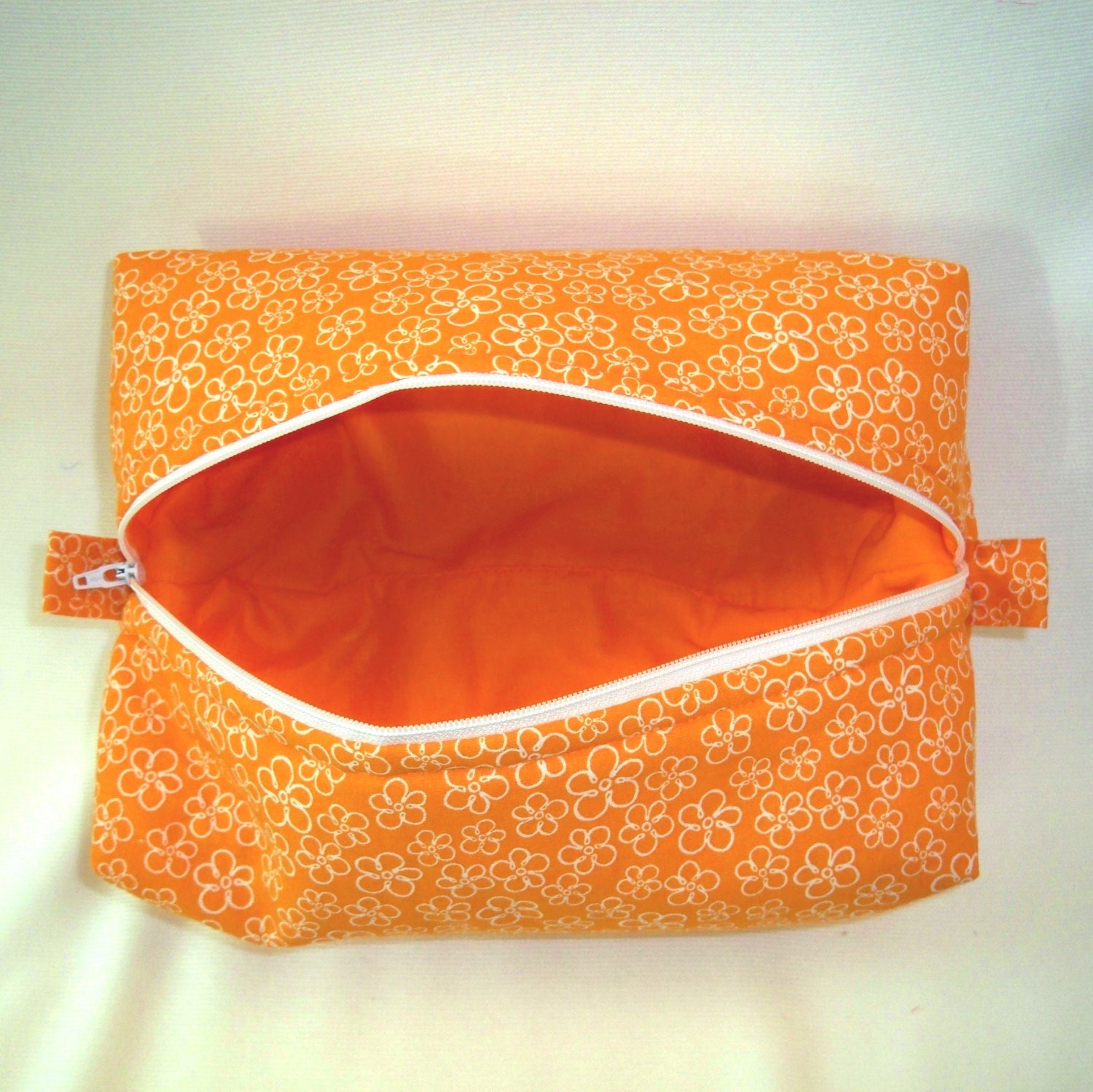 Orange Makeup Bag Cosmetic Bag Boxy Bag by ColleensDesignsBags