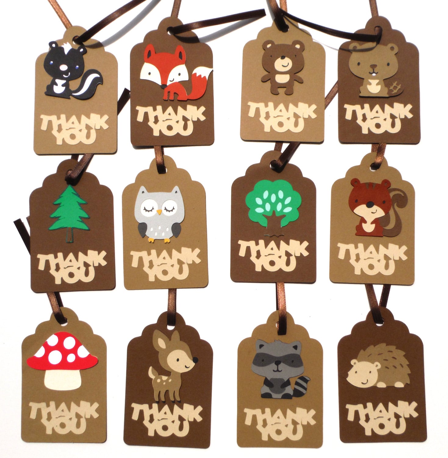 woodland animal thank you tags personalized by scrapstoremember