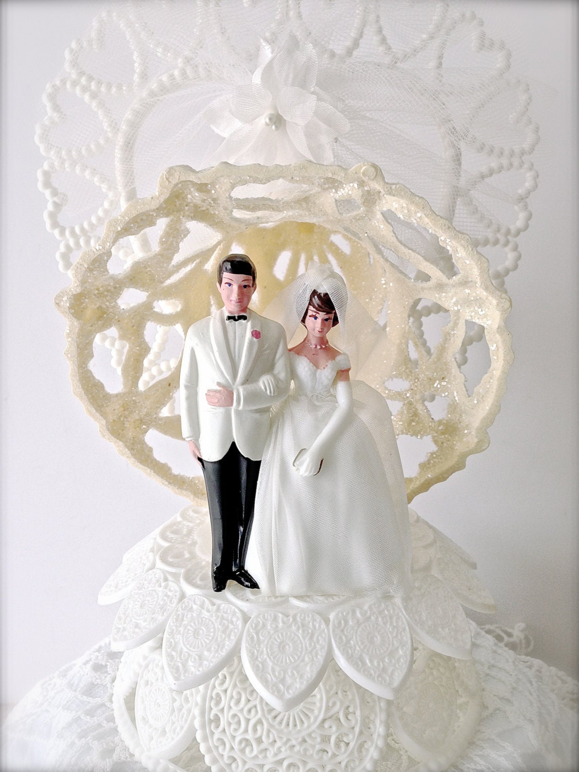 Vintage Wedding Cake Topper Vintage Bride and Groom Topper