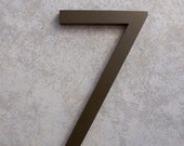 Modern House Number Aluminum Modern Font Number SEVEN 7 in Bronze