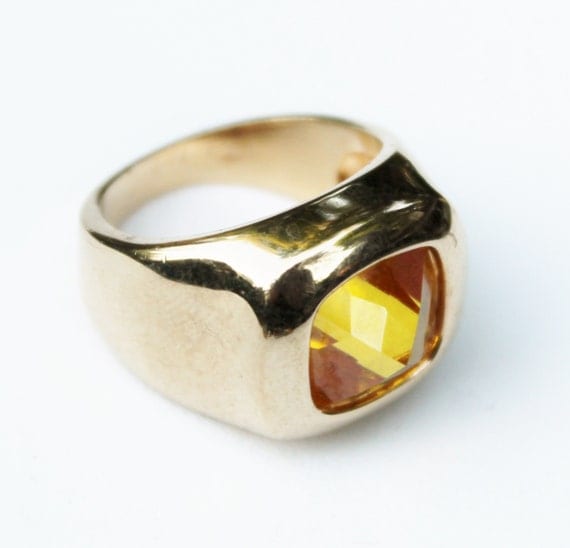 Vintage Men's Yellow Citrine Ring