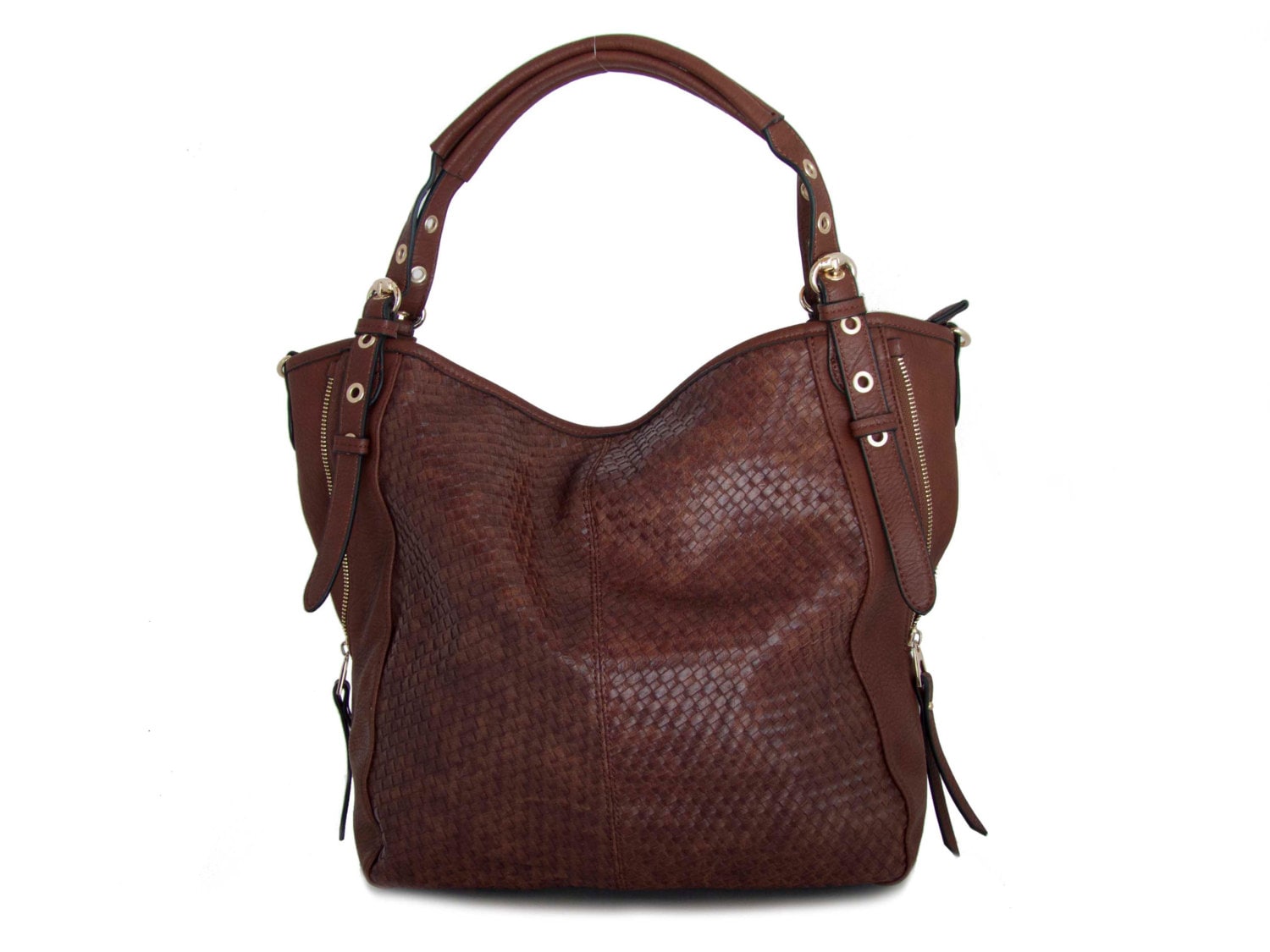 Handmade vegan leather handbag purse Brown by VeganLeatherHandbags