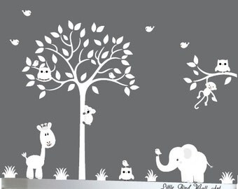 Wall decal tree, White tree decal, Silhouette tree decal, tree white wall decal, wall decal white, wall decal nursery, tree silhouette