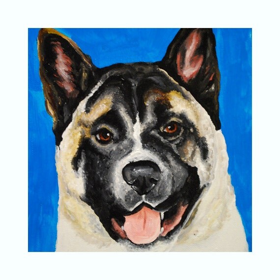 Akita Dog Tile Art 4.25x4.25 single Art tile Original Painting Print dog