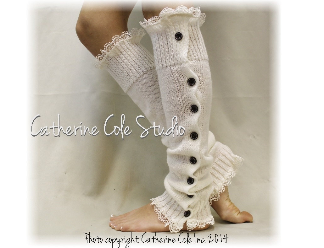 Button down cream Leg warmers for boots by ForeverLaceBoutique