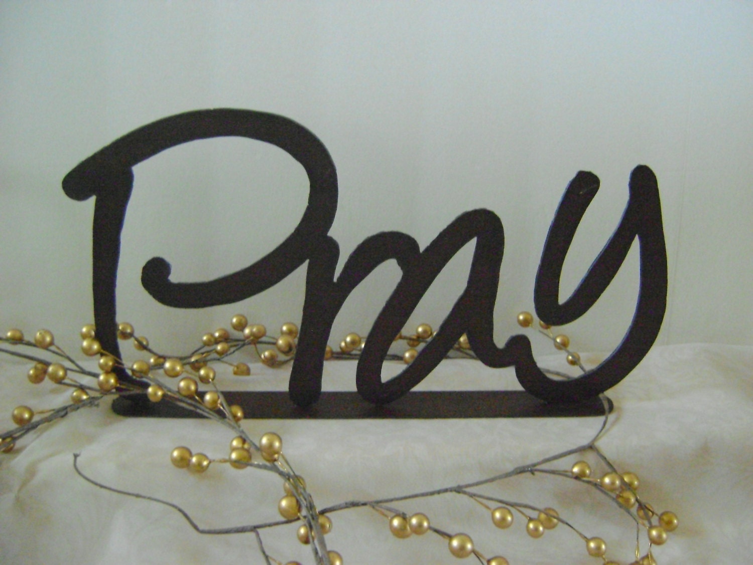 PRAY word art wall hanging or shelf sitter Metal words