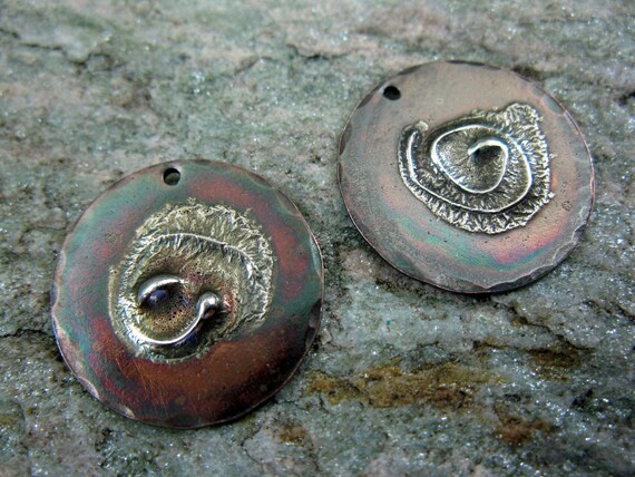 2 Melted Silver on Copper 3/4 Inch Components by SupplyYourSoul