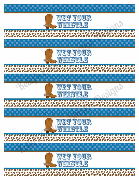 Cowboy Birthday Party Water Bottle Wraps, Instant Download, Printable, Digital Il_570xn