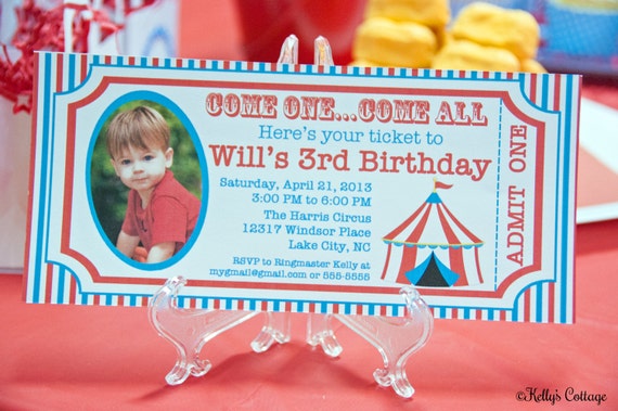Circus Ticket Photo Invitation... Custom, Printable, Digital Il_570xn