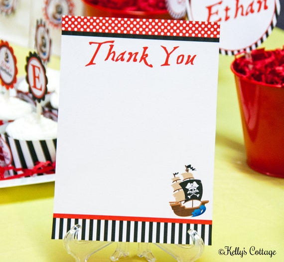 Pirate Birthday Party Thank You Notes (5 x 7), Instant Download, Printable, Digital Il_570xn