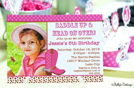 Cowgirl Photo Birthday Invitation.... Custom, Printable, Digital Il_570xn