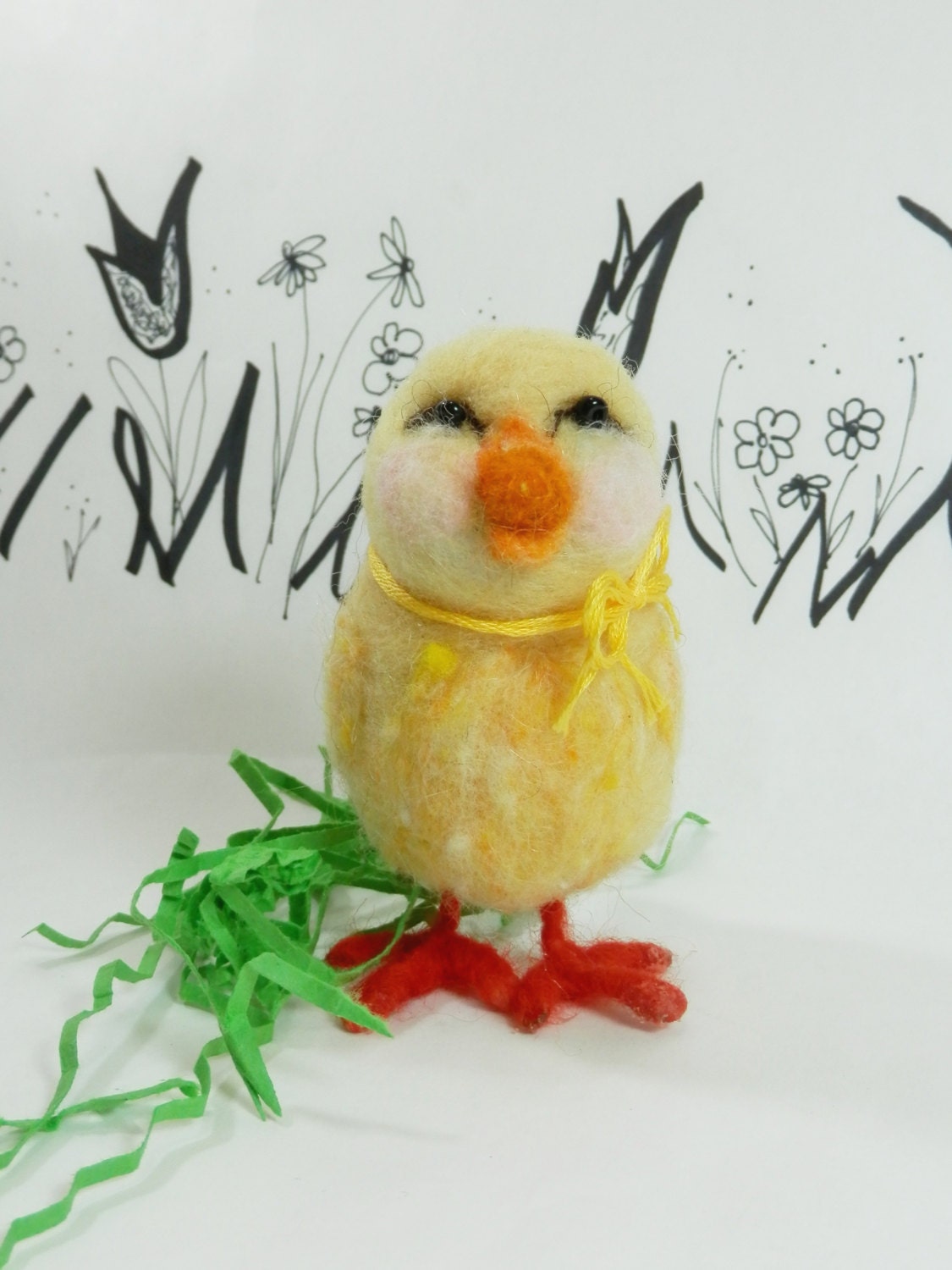 Needle Felted Yellow Chick Yellow Easter Chick Felted Easter