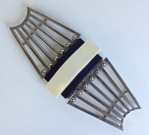 Art Deco Celluloid and Metal Belt Buckle