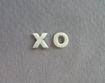 Silver Earrings - XO Studs - Hugs and Kisses - Hand Cut - Valentine's Day Gift