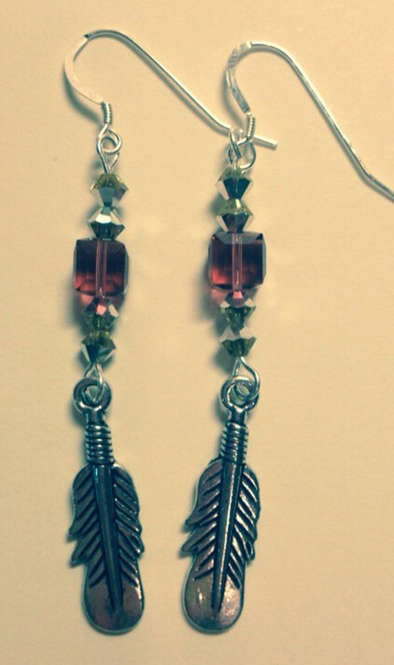 Items similar to Florida State Seminole earrings-feather on Etsy
