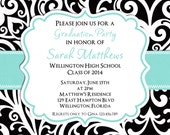 Damask Graduation Party Invitation - Tiffany Blue Custom Invite Il_170x135