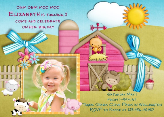 Farm Cowgirl Birthday Invitation Farm Animals Photo Printable Il_570xn