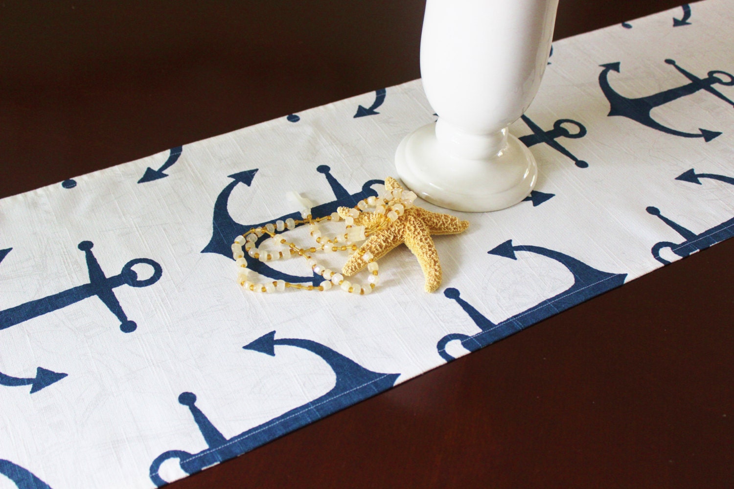 Anchor Table Runner Nautical Table Cloth Wedding Runner