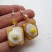 Fried eggs on toast Earrings. Polymer clay.