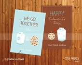 PRINTABLE Valentine's Day Cards, Cookies and Milk theme, by MyPartyDesign - Instant Download Il_170x135