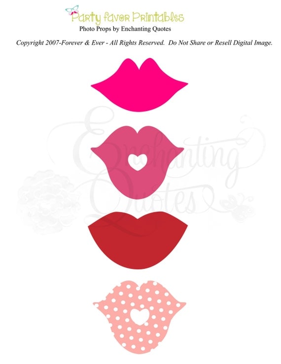 Photo Props Printable Lips Kisses by EnchantingQuotes on Etsy