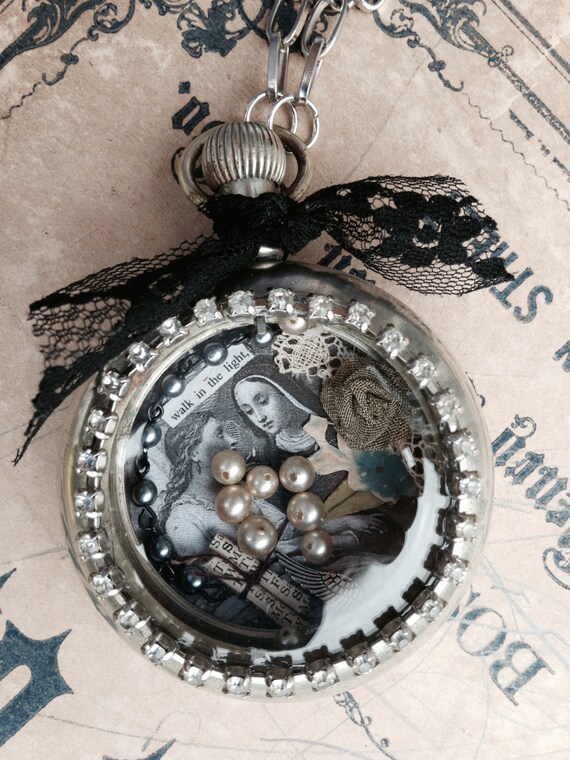 Assemblage Necklace Pocket Shrine Walk in the Light by OldNouveau