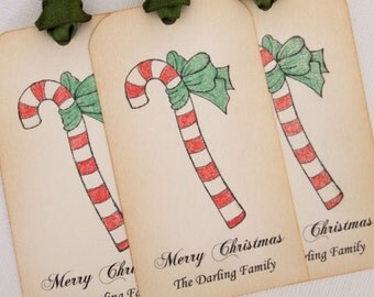 Candy cane gift tag | Etsy