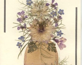 Greetings card with traditional pressed flower design