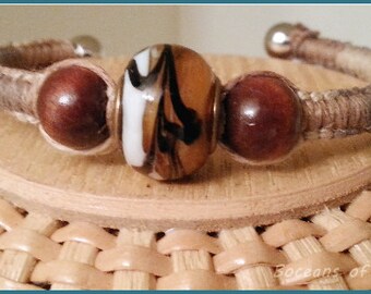 Boceans Mocha Madness Woven Ball End Bangle ~ Medium ~ Item #B198