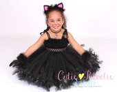 Petti Tutu Dress - Halloween Cat or Kitten Costume - Black and Pink - Curious Cuddles - 5-6 Youth Girl - Cutie Patootie Designz Il_170x135
