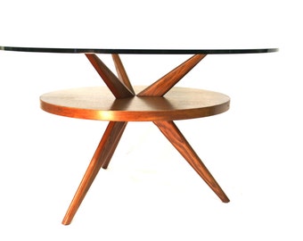 Mid Century Modern Kagan, Adrian Pearsall style table wood and glass