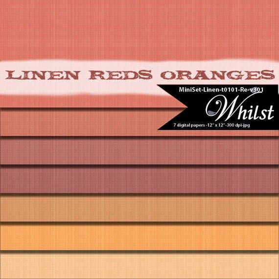 Linen digital paper fabric scrapbook photo album background texture art graphics in red orange : t100 RE v301 Il_570xn