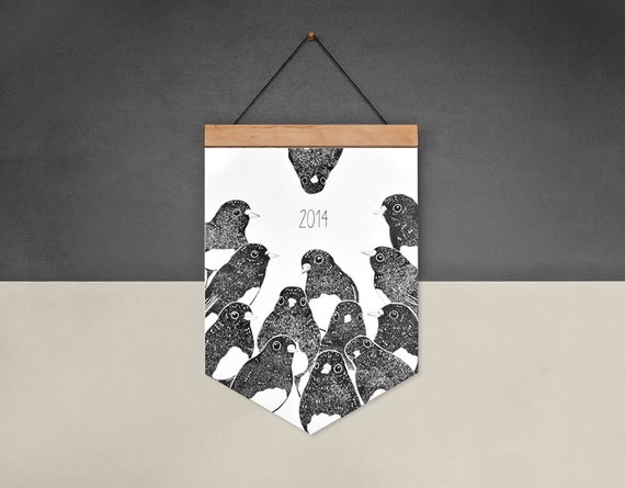 2014 Calendar - Robins - Eco-Friendly Calendar on Wooden Hanger