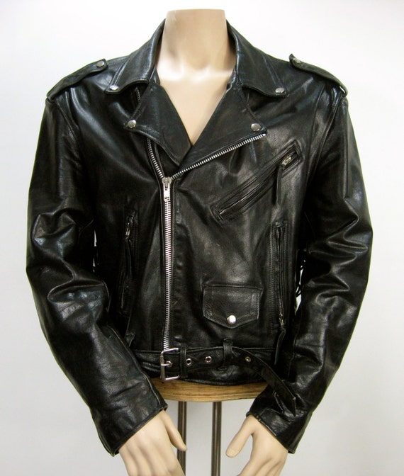 1960's Black Leather Biker Jacket // Vintage Leather