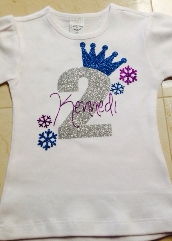 Items similar to Frozen Birthday Glitter Vinyl Tee Shirt/ Frozen Theme ...